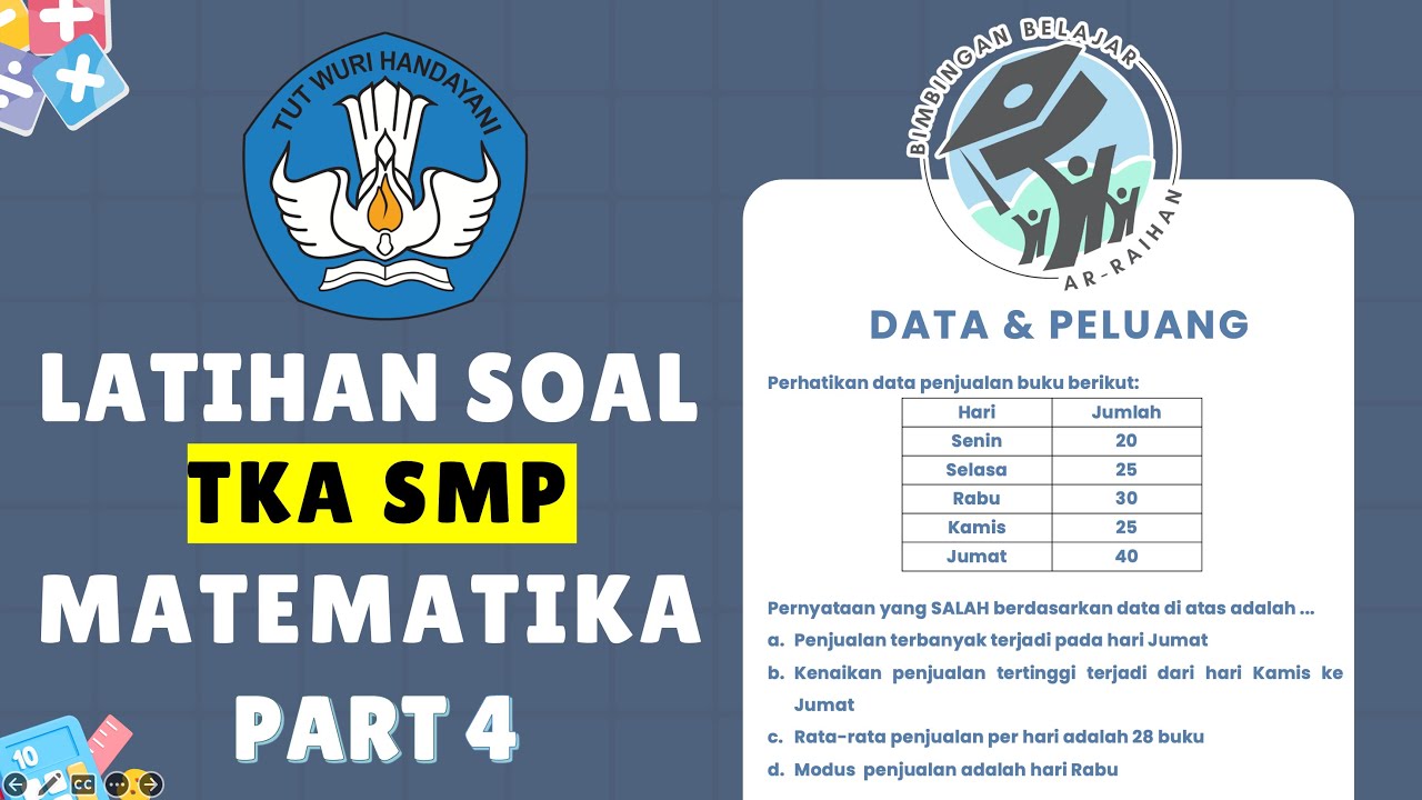 PART 4 LATIHAN SOAL TKA MATEMATIKA SMP MTS 2026 (DATA & PELUANG) | PREDIKSI TKA SMP 2026 #TKA