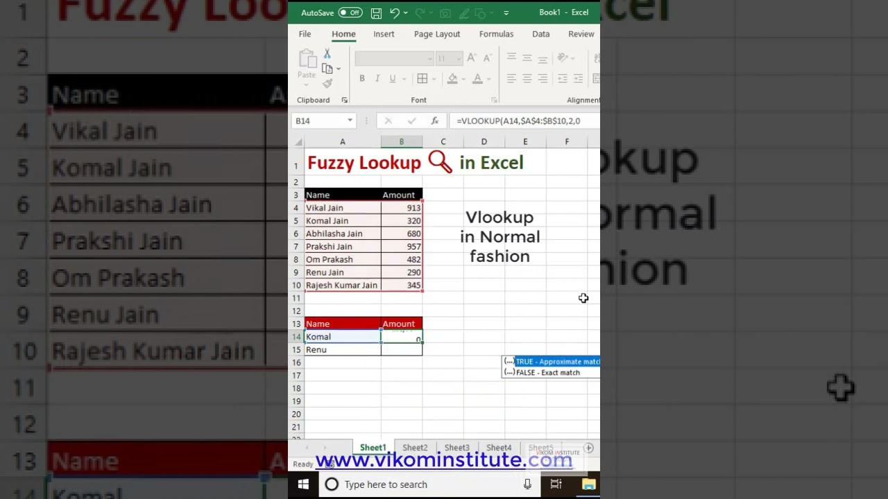 Fuzzy lookup in excel 🤯🤯 #fuzzylookup #excel #excelpro #vikominstitute