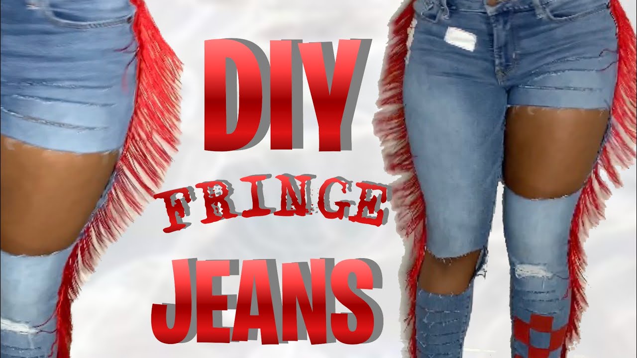 EASY NO SEW FRINGE JEANS| DIY