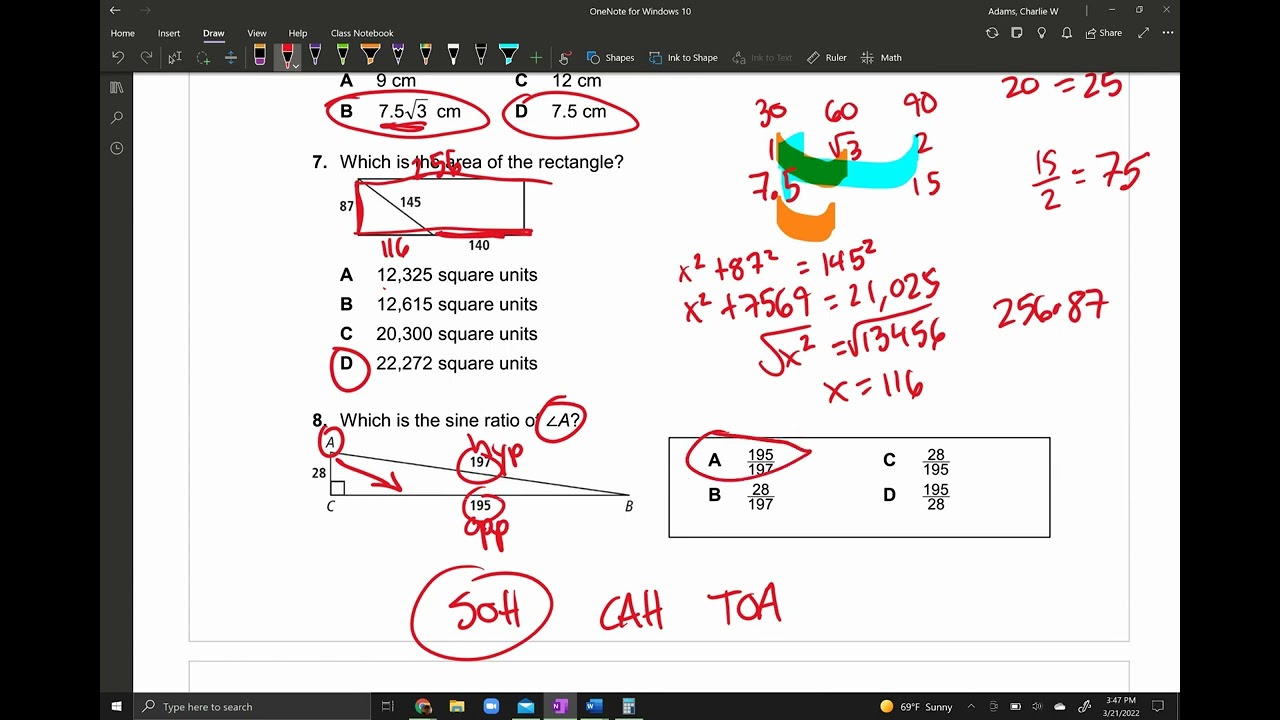 Geometry Topic 8 (Trig) Review