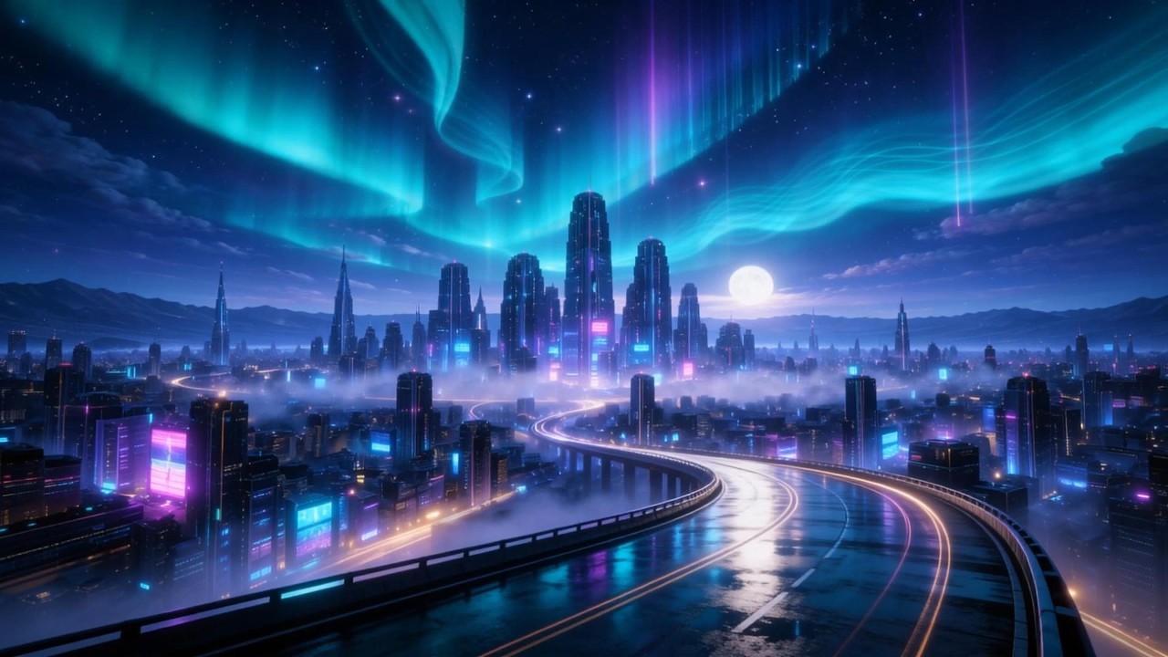 Neon Aurora Night | 2H Calm Ambient for Sleep & Stress Relief