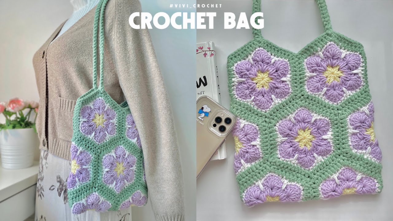How To Crochet Tote Bag | Granny Hexagon Crochet Bag🌼