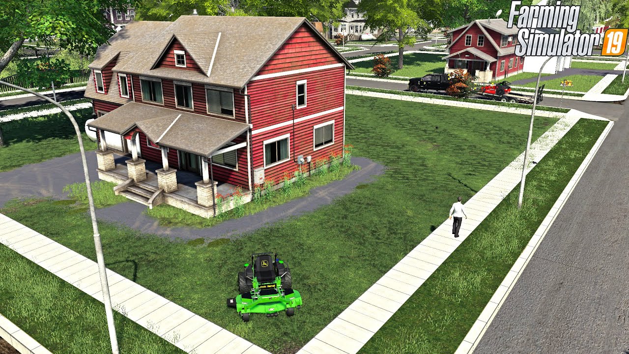 STRIPING GRANDMA'S LAWN WITH JOHN DEERE ZERO TURN | FARMING SIMULATOR 2019