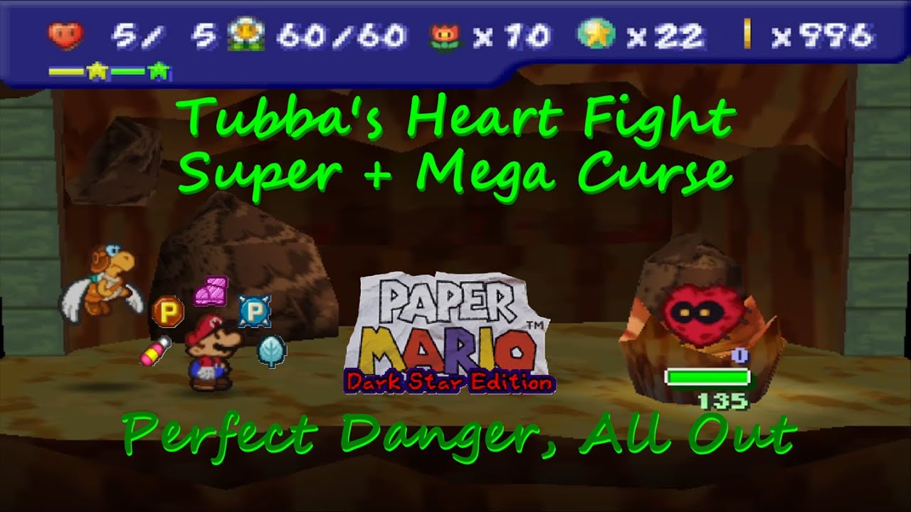 Paper Mario Dark Star Edition: Tubba's Heart Fight with Super + Mega Curse (4.5x)