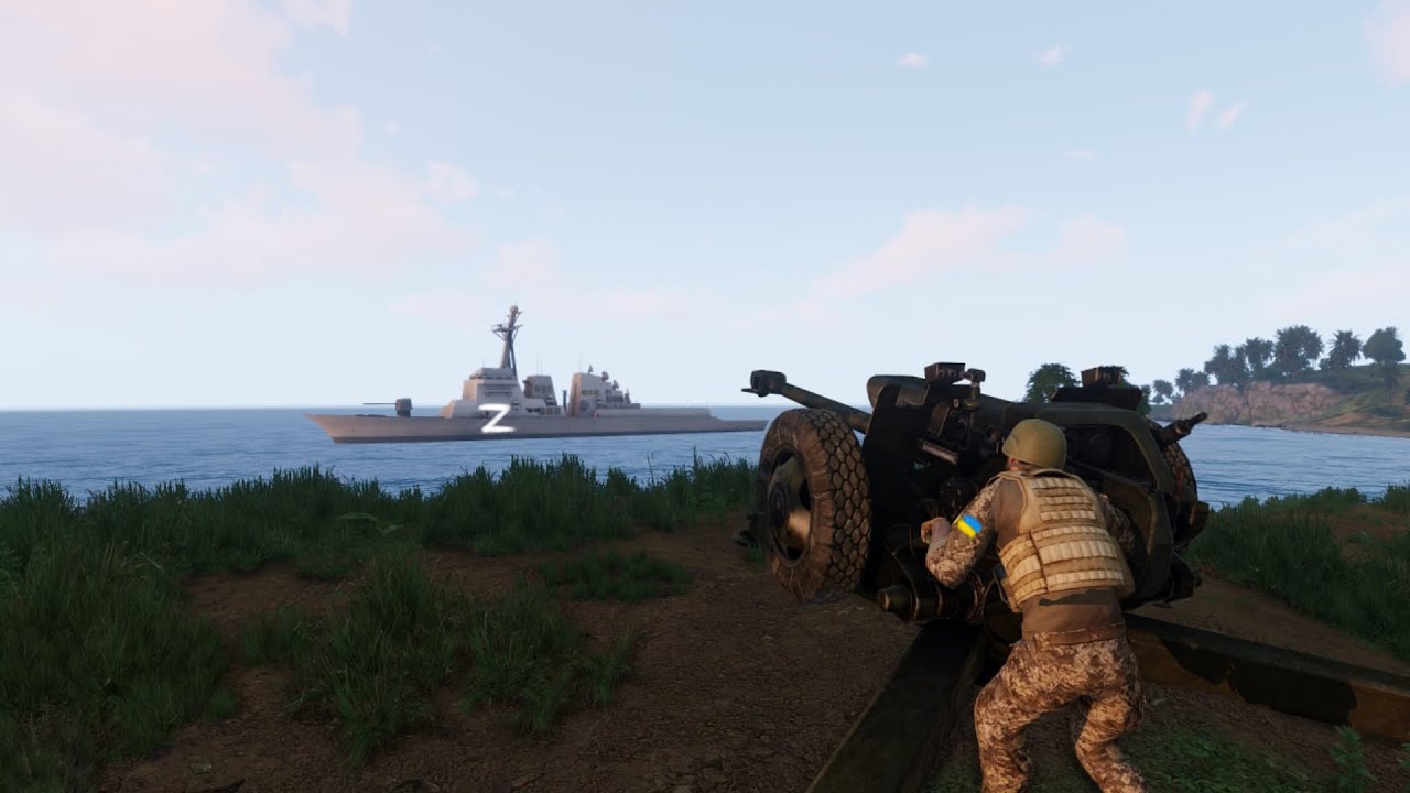 Ukraine Land Artillery Units Destroyed the Russian Missile Cruiser Moscow - ARMA 3