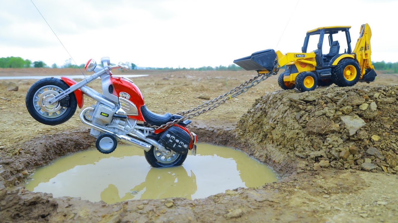 Bullet 350 Classic Bugatti Chiron Car Accident Pulling Out JCB ? Tractor Truck New Cartoon | CS Toy