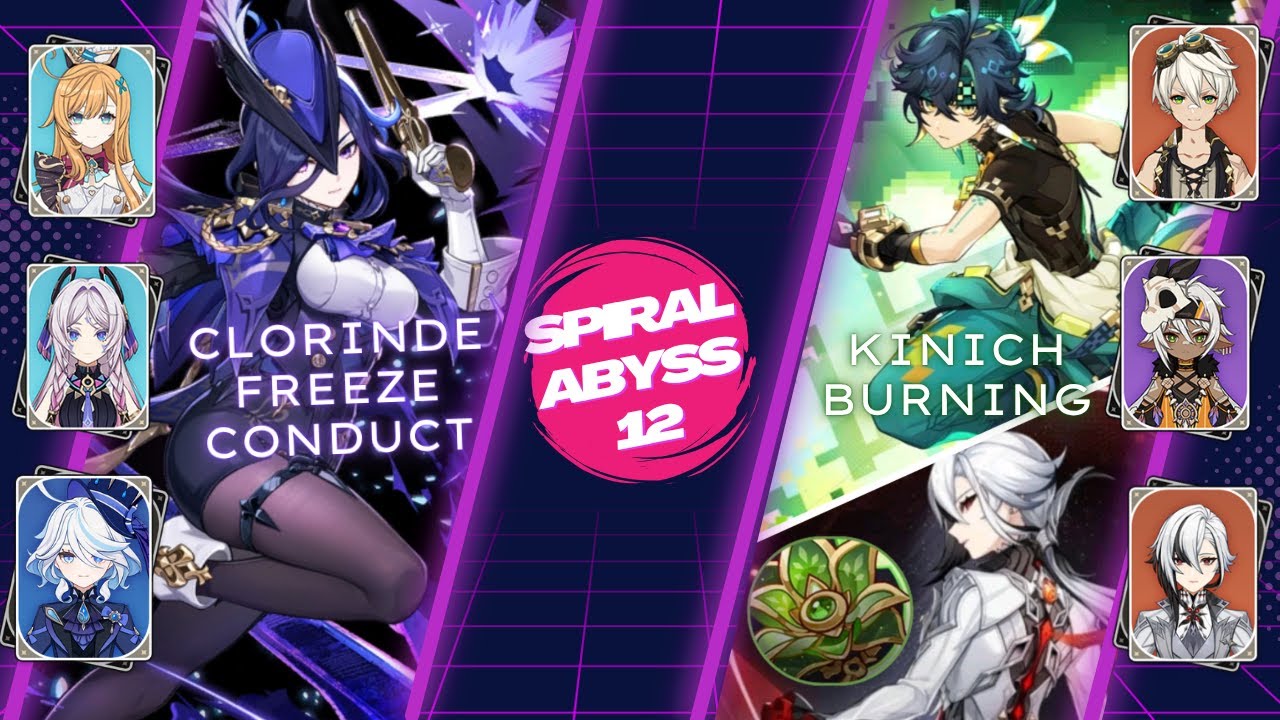 Spiral Abyss 5.6 | C0 Clorinde Freeze Conduct and C0 Kinich Burning (Deepwood Arlecchino) 