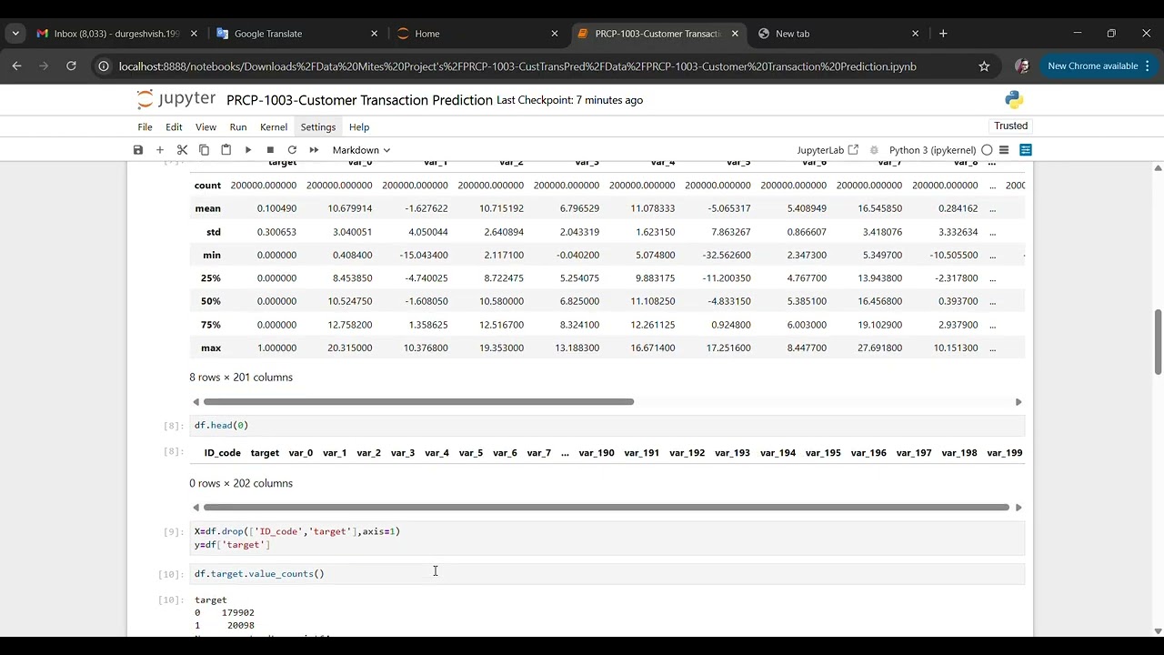 Customer Transaction Prediction, ML project.