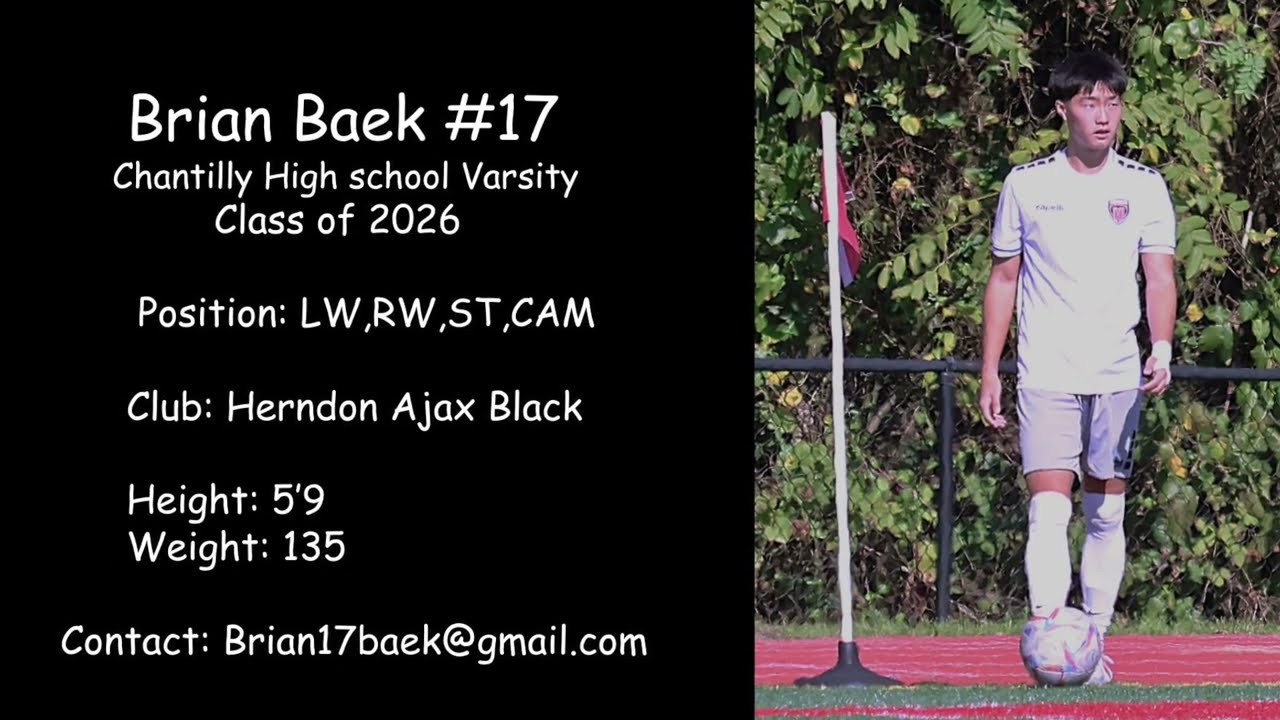 Brian Baek Class of 2026 |LW,RW,ST,CAM| College Soccer Recruiting Highlights