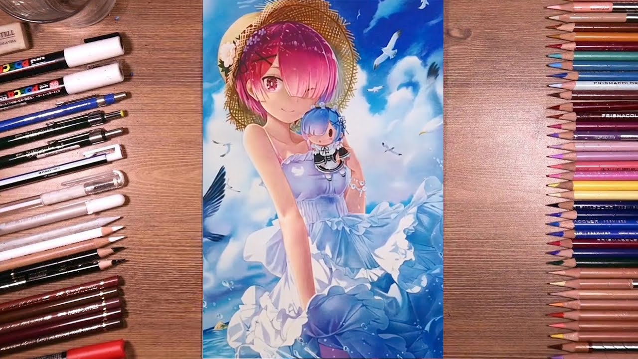 Drawing anime challenge by fans |  Drawing Ram - RE: Zero