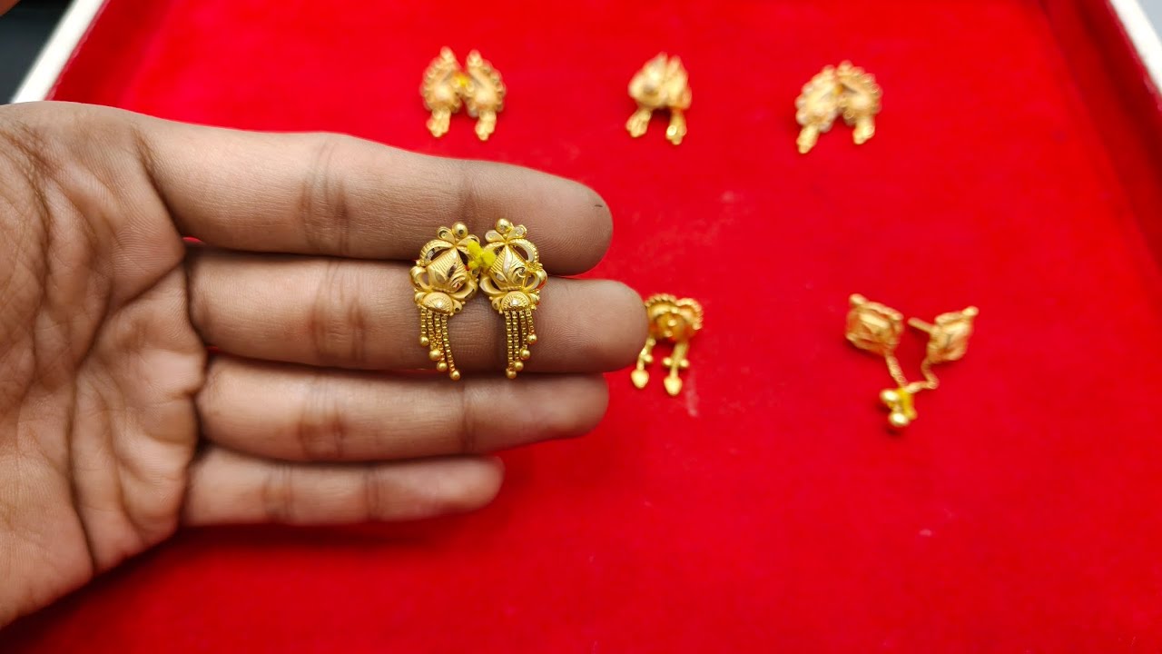 मात्र 1 ग्राम 😮 से start सोने कि earrings/tops lari 18ct में latest collection #goldjewellery 