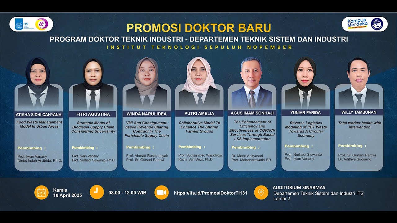Promosi Doktor Baru, Program Doktor Teknik Industri   Departemen Teknik Sistem dan Industri ITS