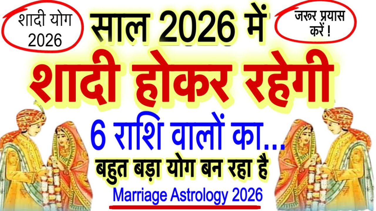 shadi ke yog 2026।राशि से जानें विवाह योग 2026।marriage astrology 2026 in hindi।jyotishguruji