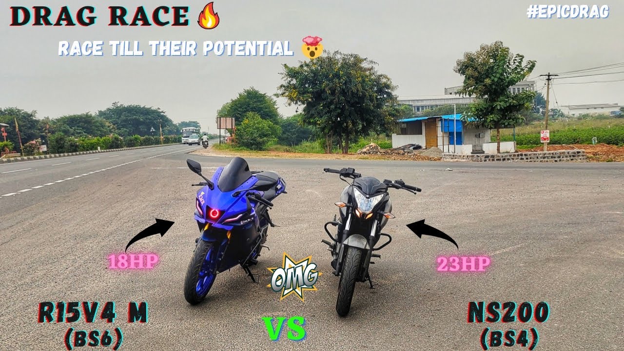 Ns200 Bs4 vs R15M Bs6 - Drag Race🔥/Race Till Their Potential💪/Close Calls🤯/Result!?/@tracktwister
