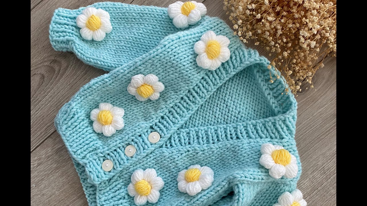 Çiçekli Crop Hırka Yapılışı/Şiş Örgüsü Crop Hırka Yapılışı