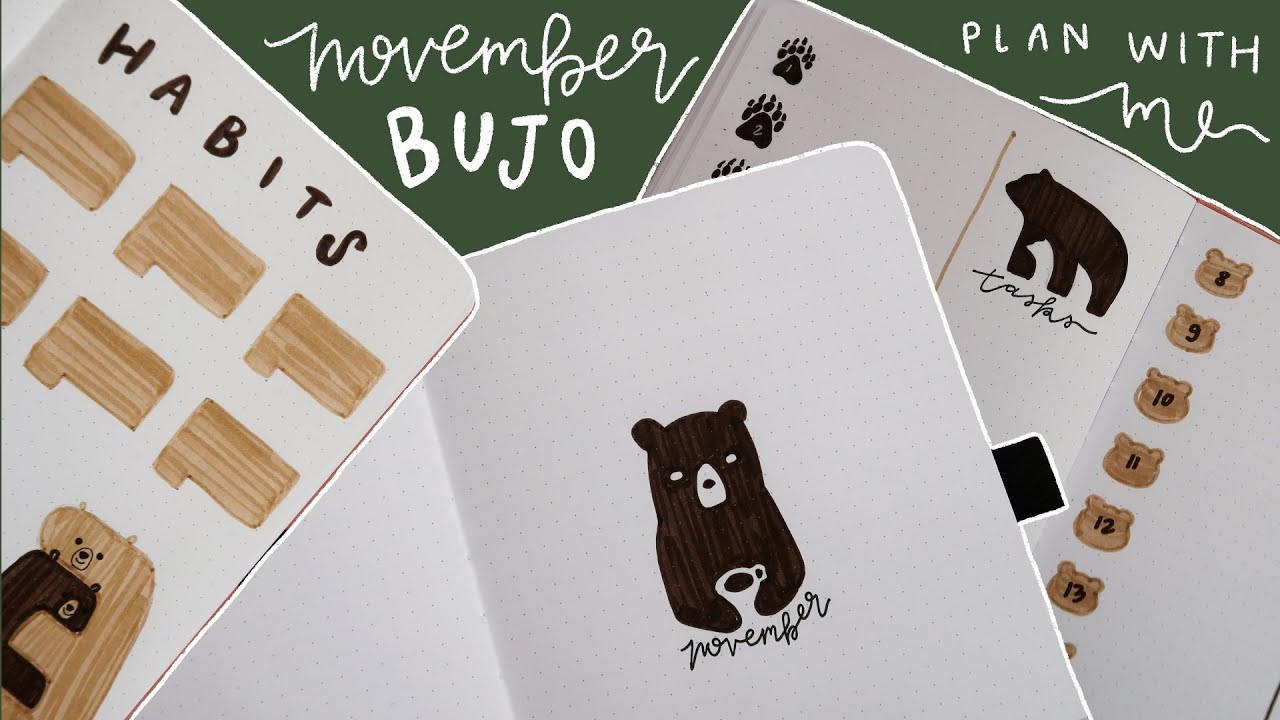 PLAN WITH ME | November 2021 Bullet Journal Setup | Bear Theme