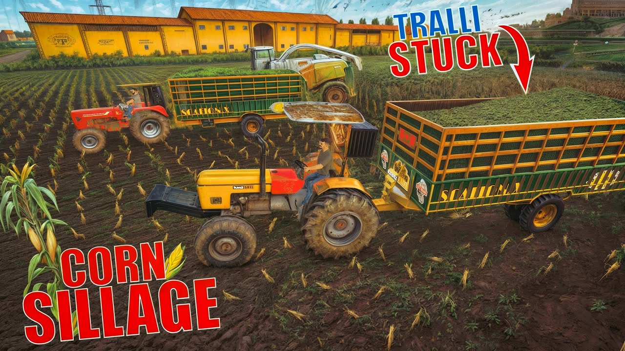 ਮੱਕੀ ਦਾ ਅਚਾਰ, Corn Harvesting | Trali Stuck | Mahindra 575 di & Hmt 5911|  @Happy_Goldsmith