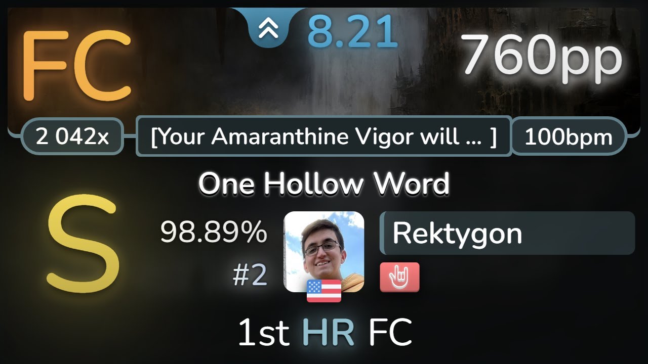 8.2⭐ Rektygon | Aether Realm - One Hollow Word [Your Amaranthine] +HR 98.89% (#2 760pp FC) - osu!