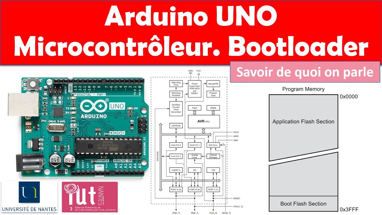 Arduino UNO. Microcontrôleur MegaAVR ATmega328P.  Téléversement et bootloader