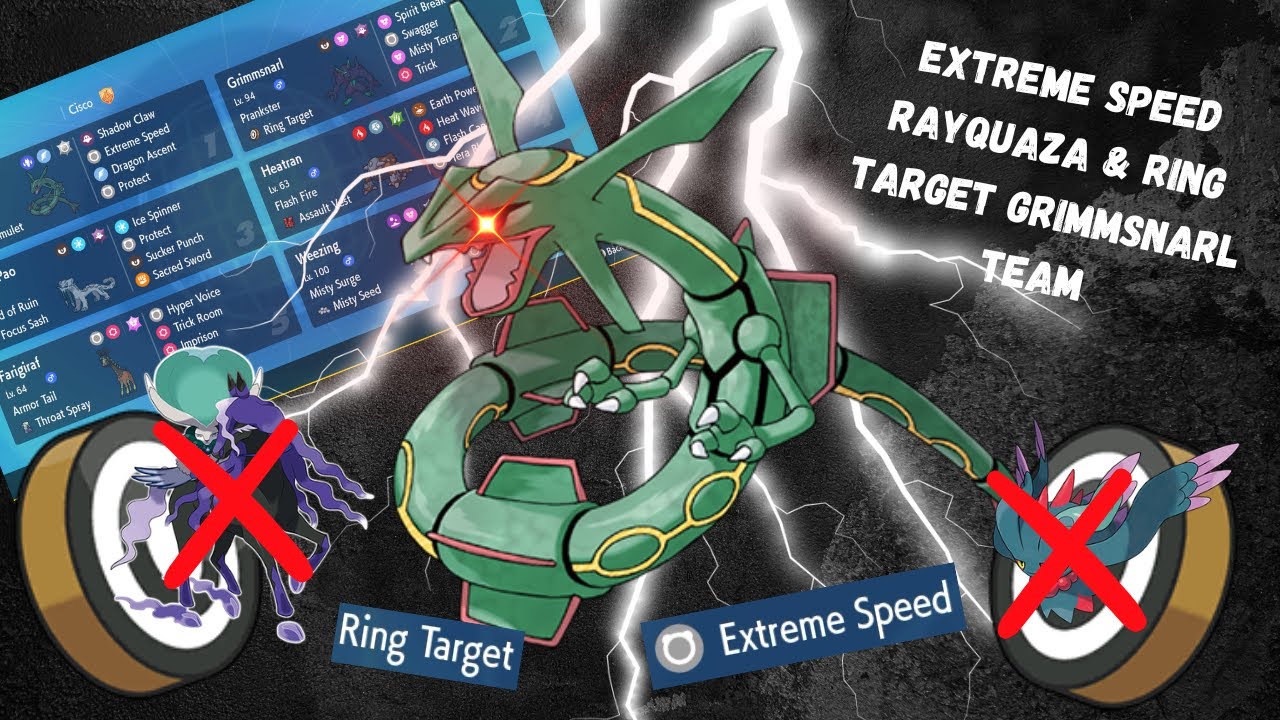 EXTREME SPEED RAYQUAZA W RING TARGET OHKOs FLUTTER MANE & CALYREX-SR IN REGULATION G - Pokemon VGC