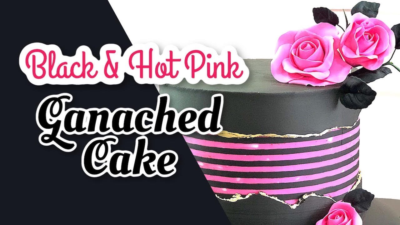 black & hot Pink ganached cake