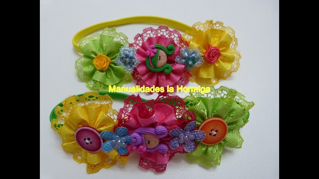 Como Hacer lindas Flores de Liston y encaje , Moños de Listón ,Hair  flowers,Flores paso a paso
