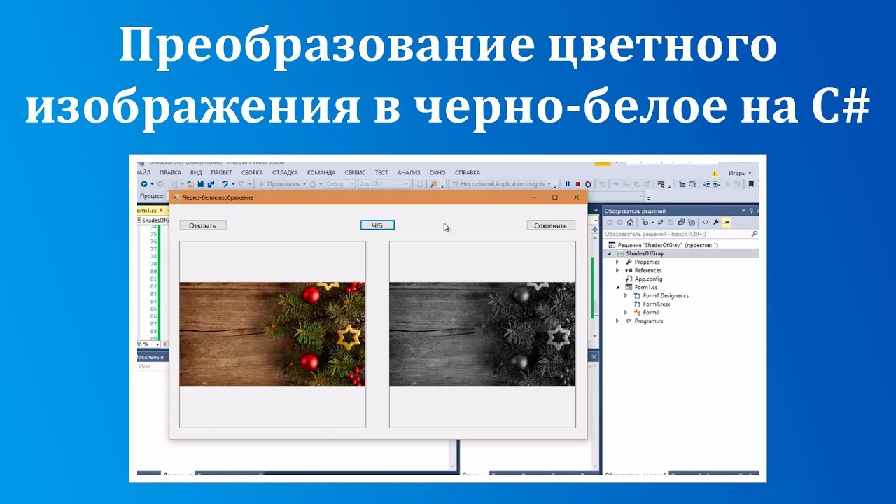 Преобразование цветного изображения в черно-белое C#