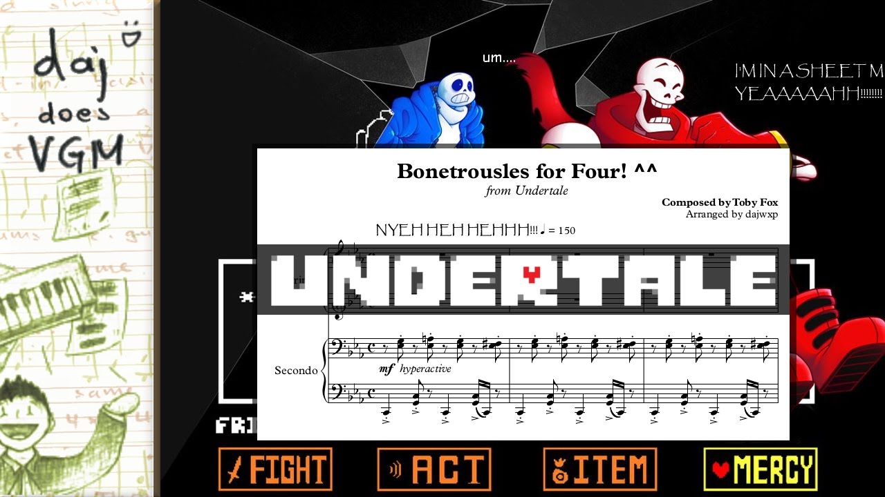 "Bonetrousle" (from "Undertale") || Piano Duet Sheet Music :D