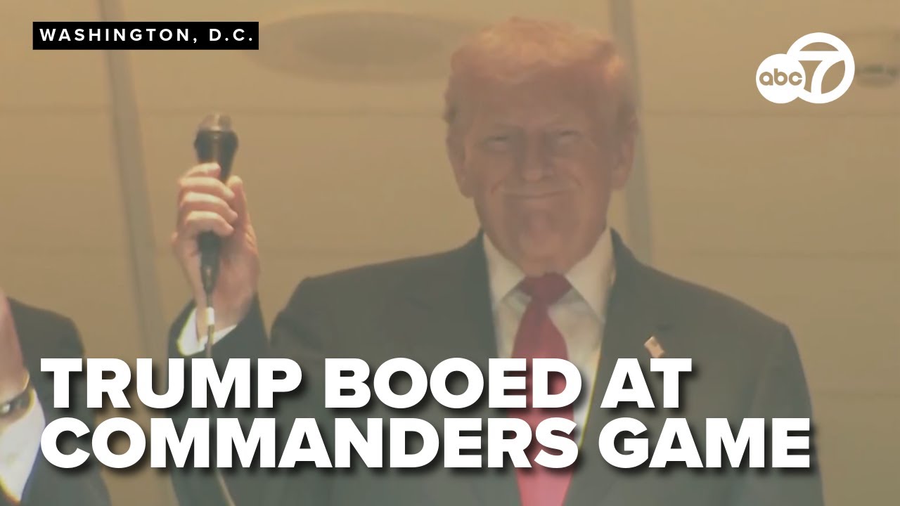 Trump met with boos at Commanders game while he swears in members of U.S. military