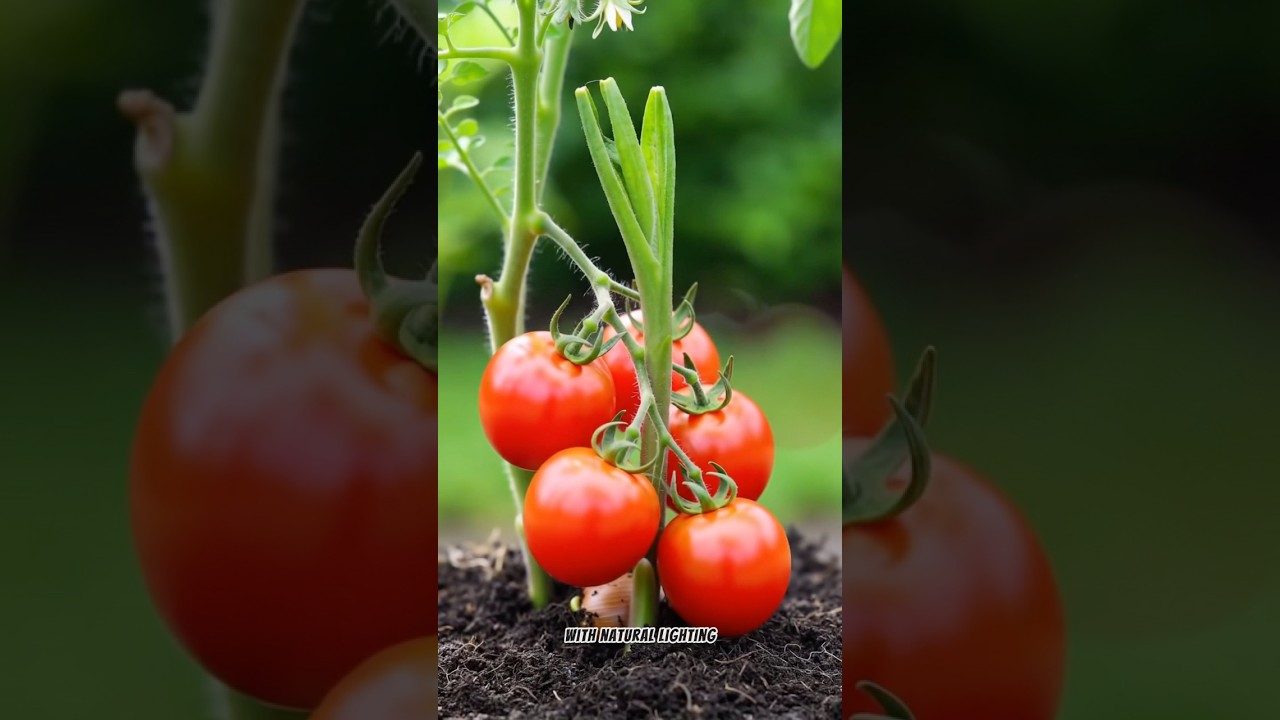 An 8-second timelapse shows a tomato seed growing from moist soil.