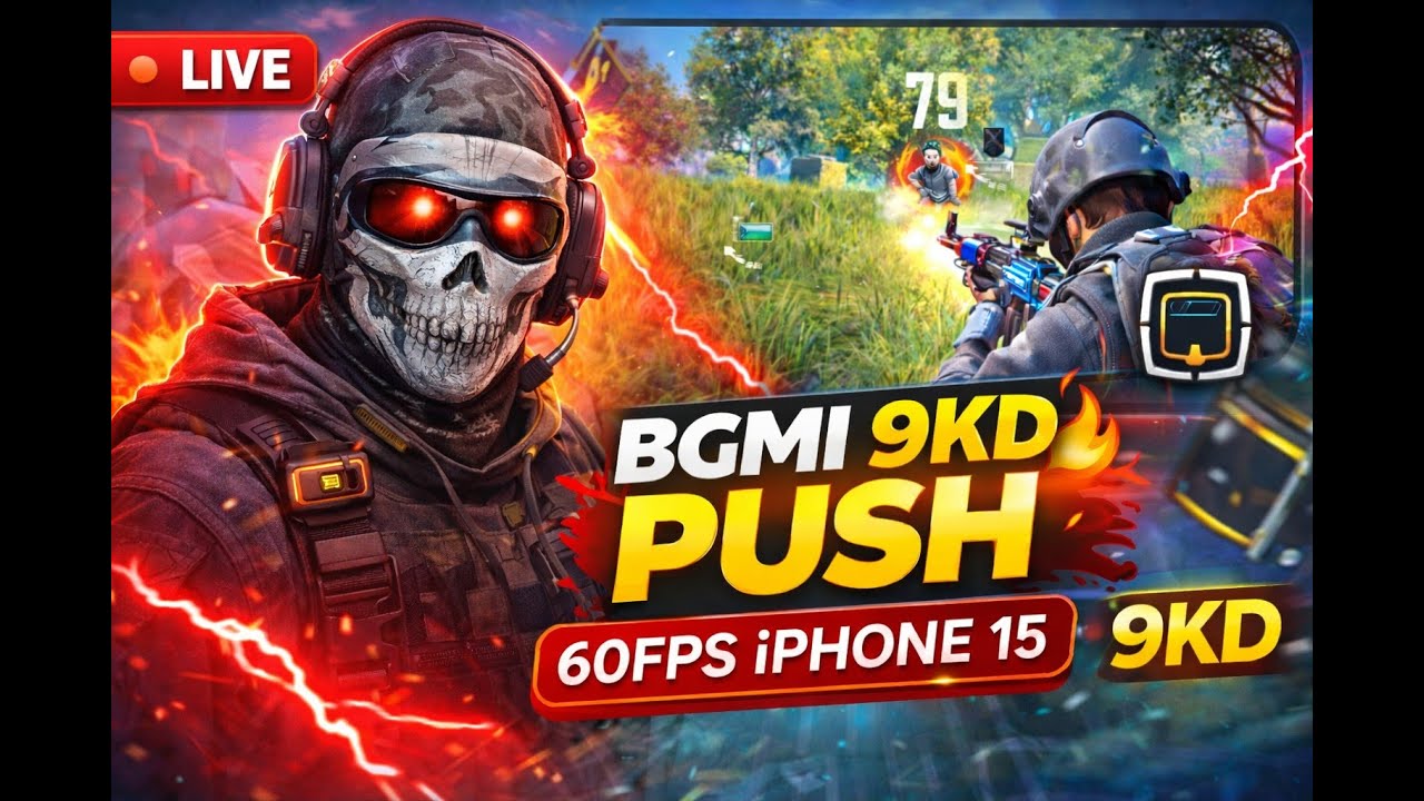 BGMI 9KD Push Live 🔥 iPhone 15 60FPS Clutch