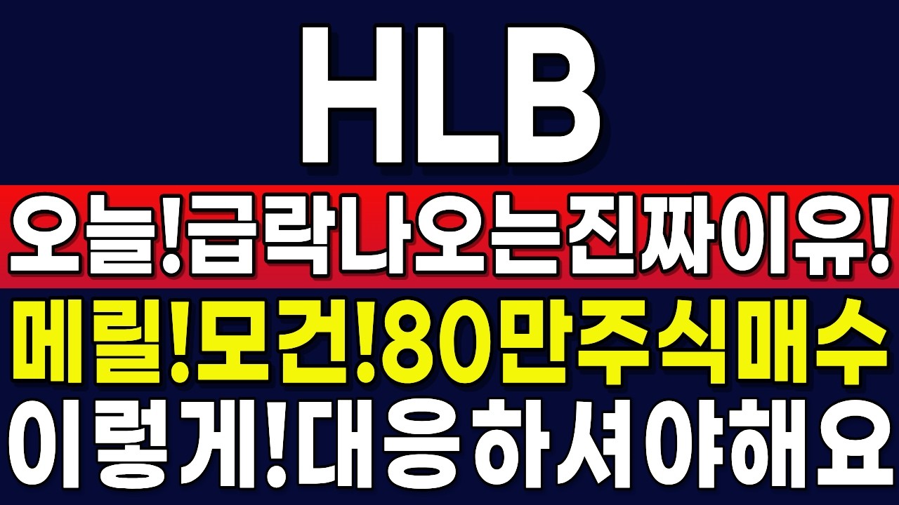 [HLB 주가 전망]오늘급락나오는진짜이유!메릴린치,모건스탠리!80만주식매수!주주님이렇게대응하세요! #hlb #hlb주가 #hlb주가전망