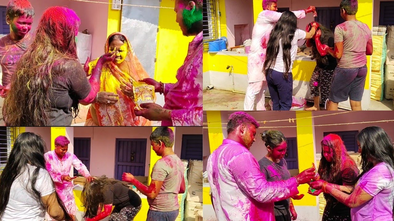 हमारी होली कुछ ऐसे 🥹 शुरू की  हमने on camera #familyvlog #vlog #holi
