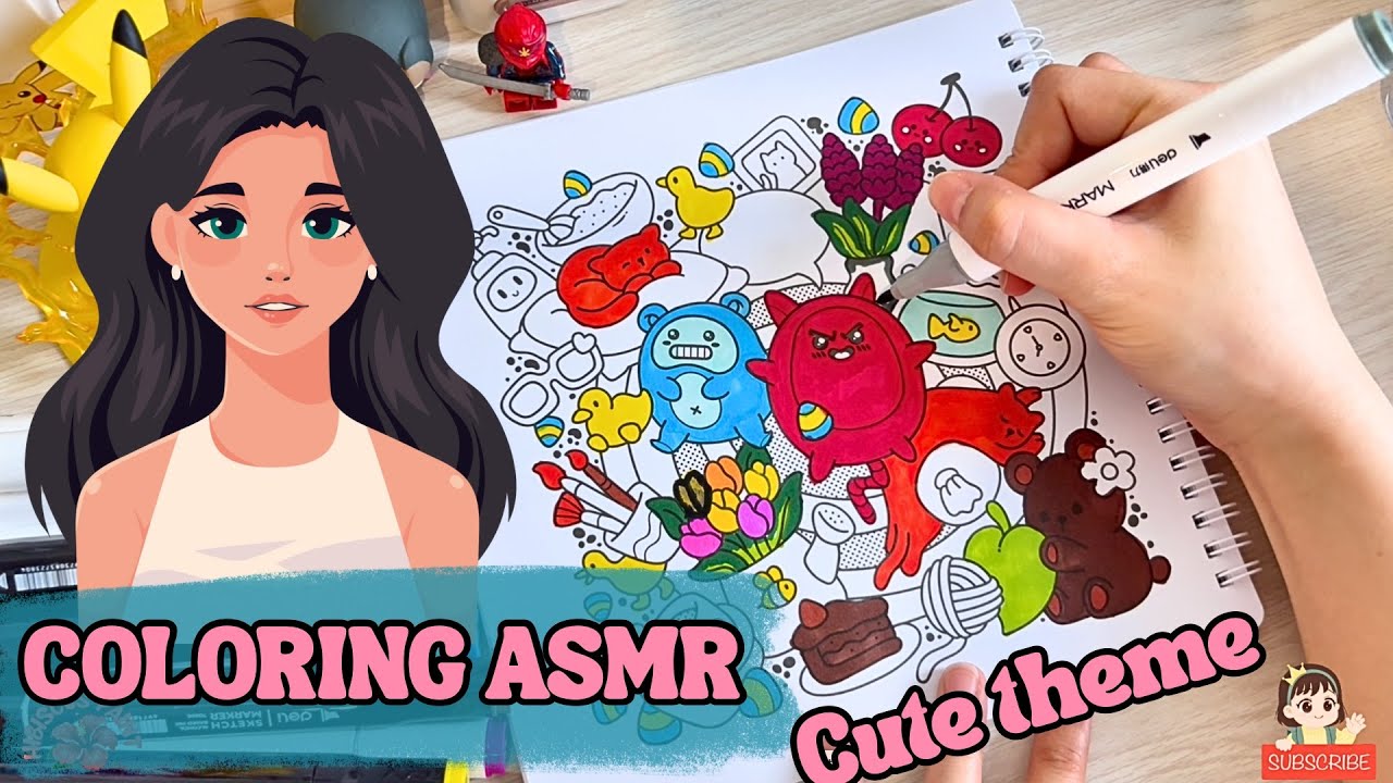 Relaxing ASMR Coloring | Cute Doodle Art 🧸🌸