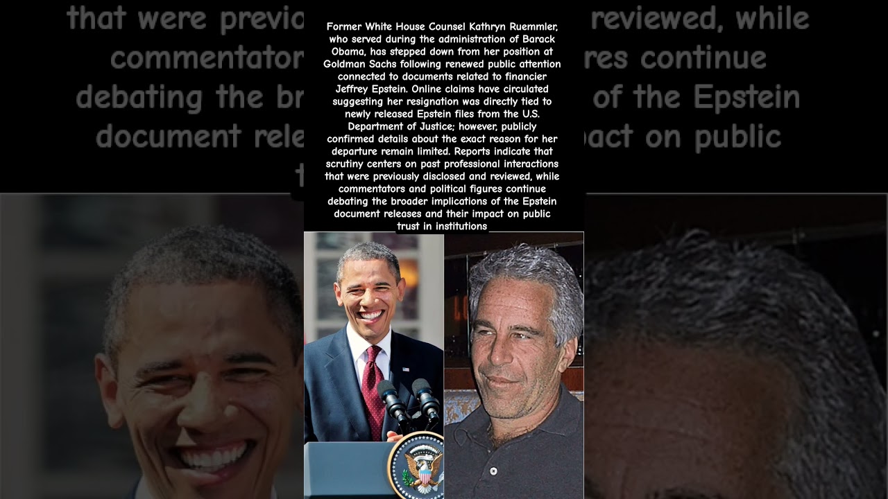 Former Obama White House Counsel Steps Down From Goldman Sachs Amid Epstein Document Controversy