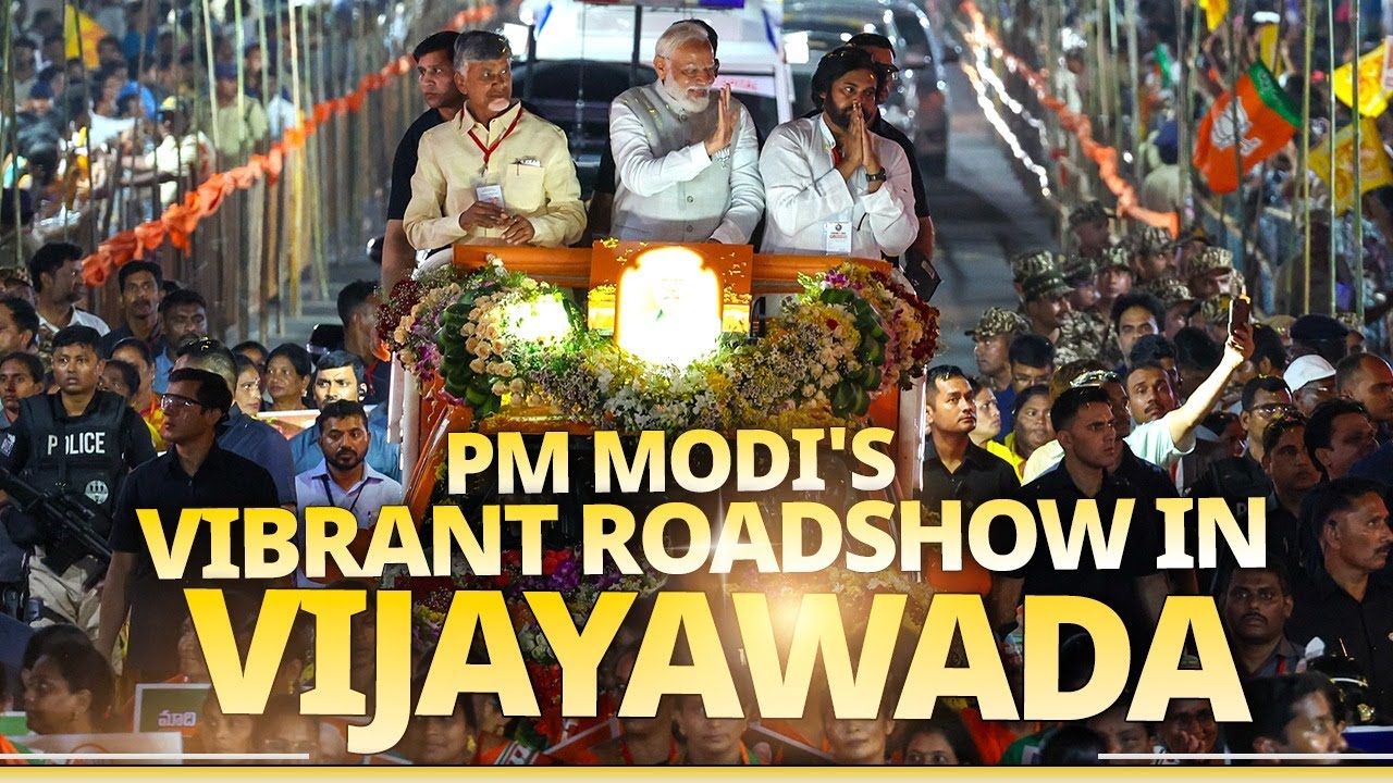 Vijaywada's warm welcome for PM Modi as he holds a vibrant roadshow