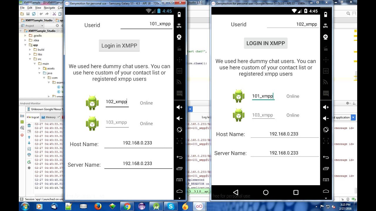 XMPP Sample for android