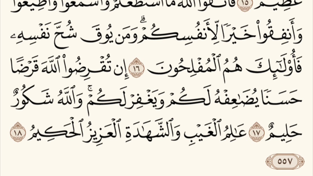 القران الكريم سورة التغابن مكتوبة مكرره #ماهر المعيقلي The Quran Surat Al-Taghabun Maher Al-Moaikli