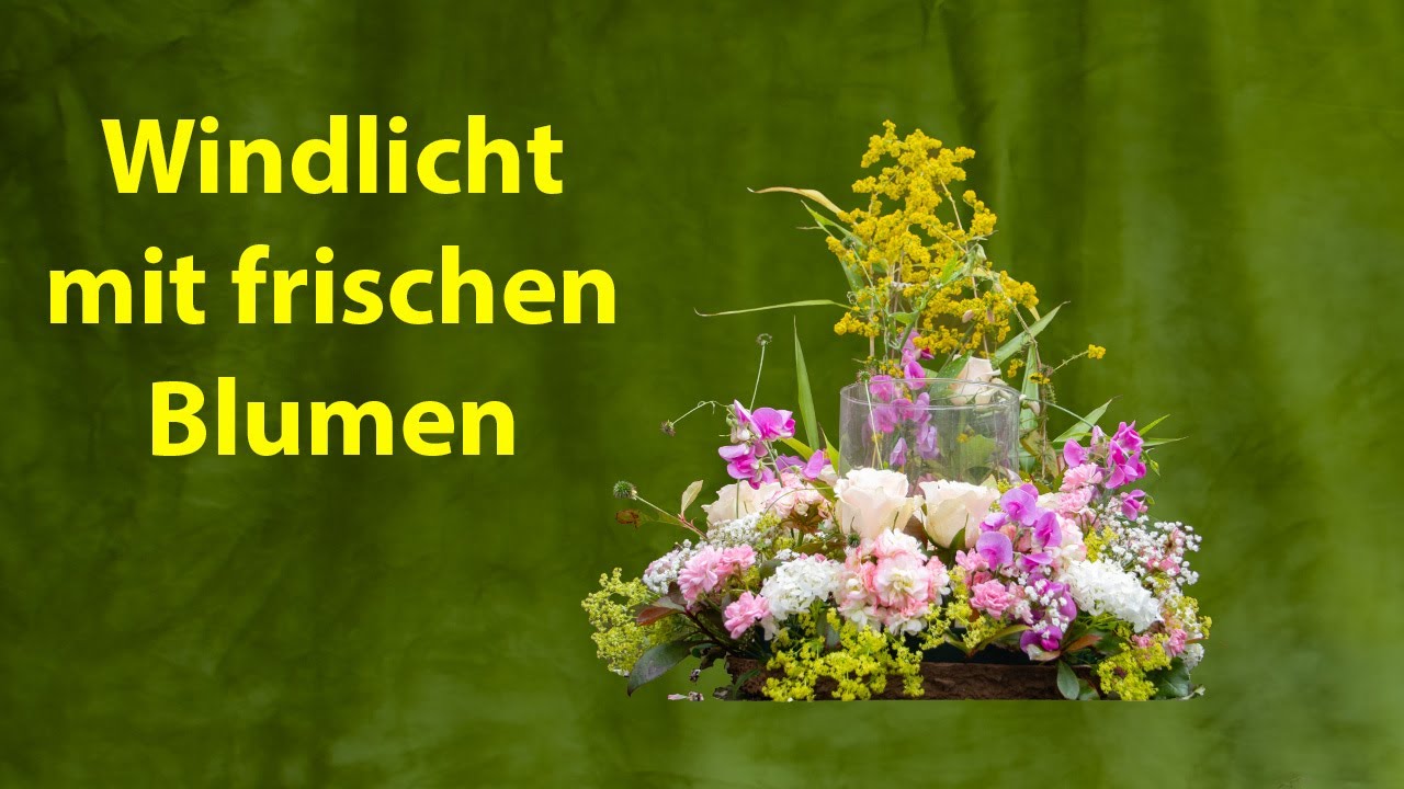 Blumendeko für Windlicht mit frischen Blumen selber machen