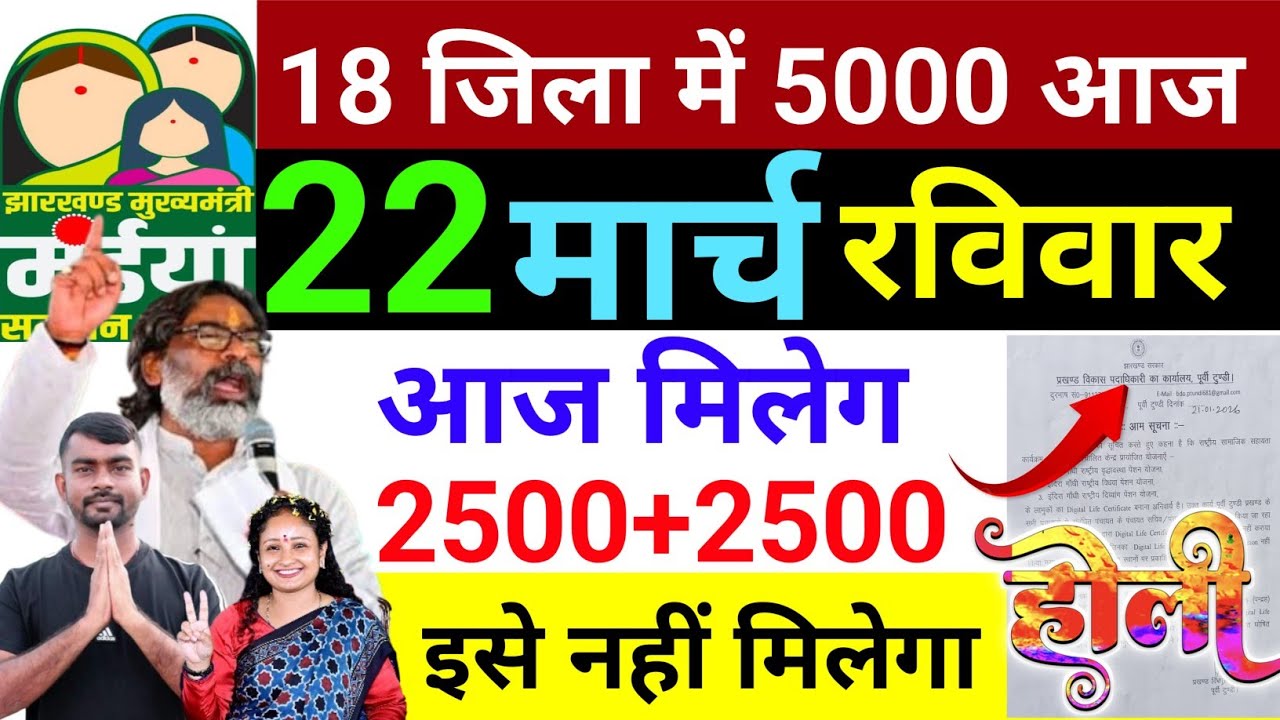 5 मार्च गुरुवार 18 जिला में 5000 ✅  | maiya Yojana kab milega | maiya Yojana ka paisa kab milega?