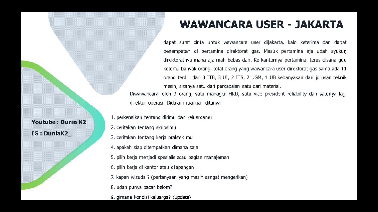 Pengalaman Seleksi Kerja PT Pertamina Persero Graduate Program [INTERVIEW + PSIKOTES]
