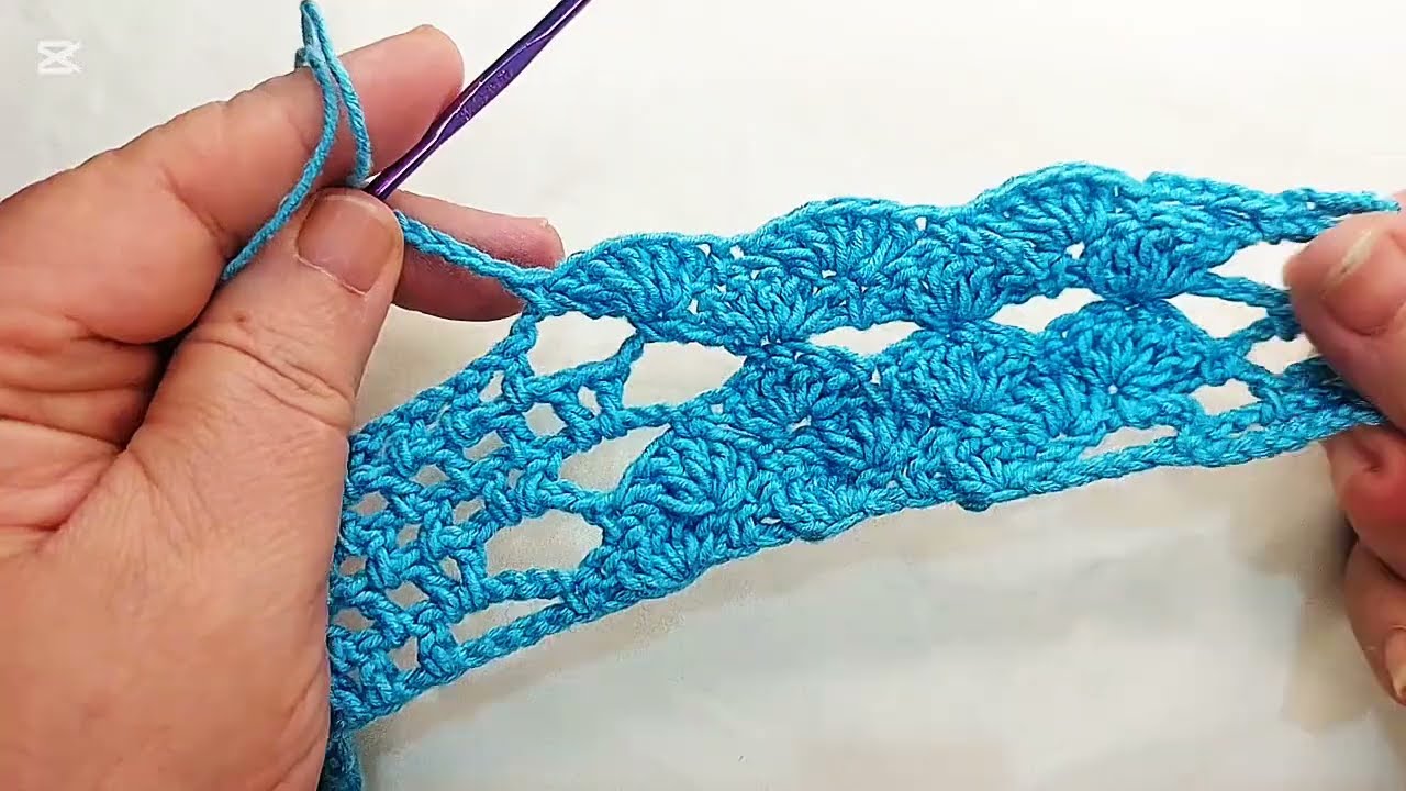 غرزة كروشية جديدة وسهله جدا 💥 لعمل بلوزة شال 🧶 اسكارفA new and very easy stitch for making a blouse🧵