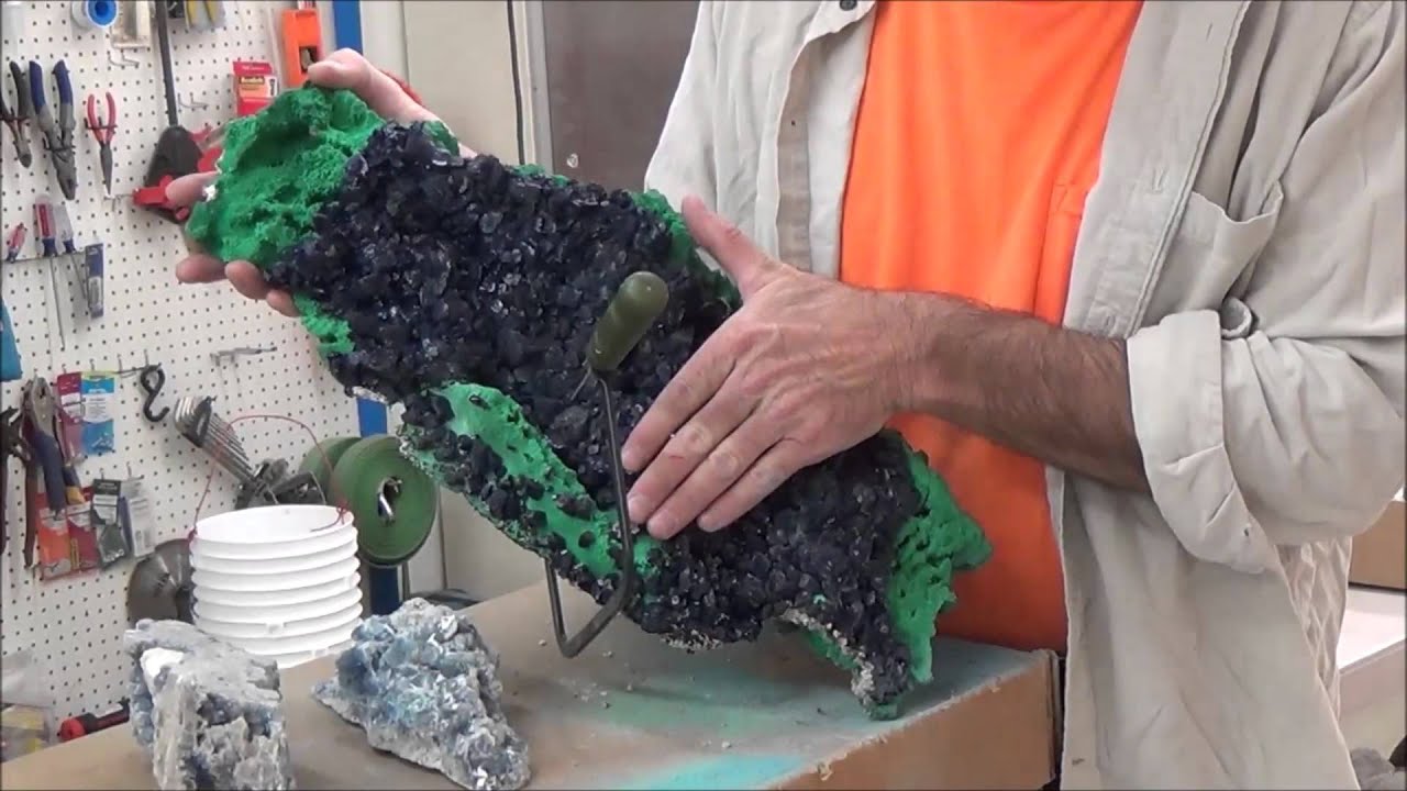 Prep Work: Azurite crystals and Malachite, Milpillas Mine, Sonora, Mexico - Part 1 of 3