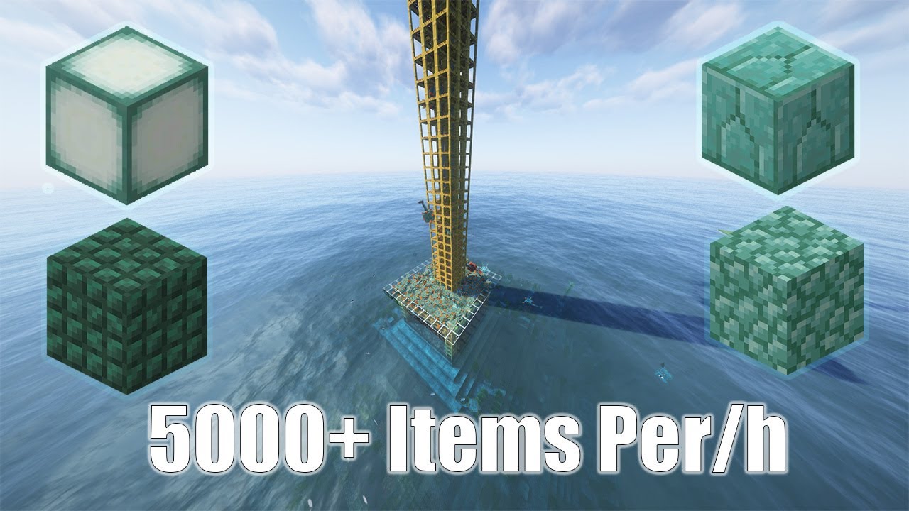 Minecraft Guardian Farm - No Portals - 5000+ Items Per/h