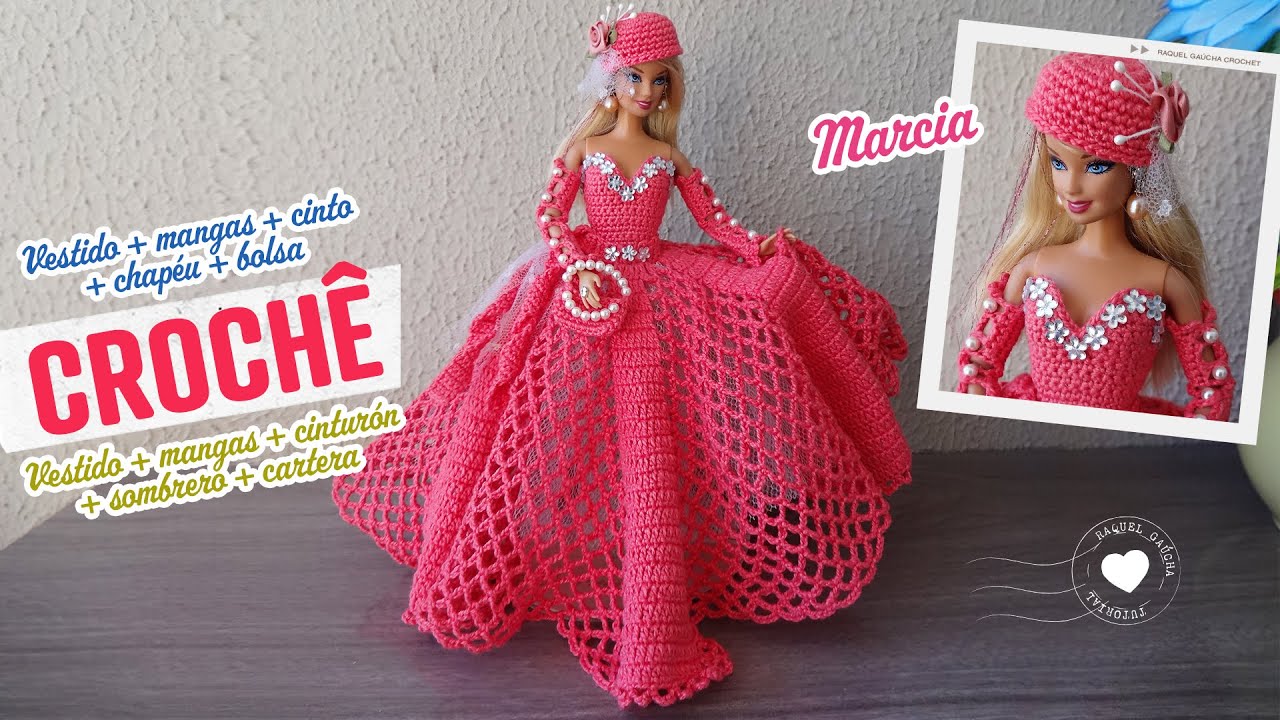 Vestido + Acessórios de Crochê para Barbie | Marcia