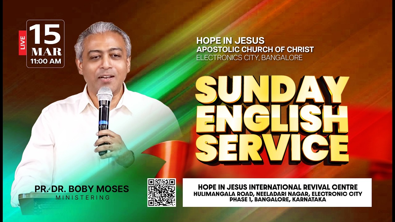🔴🅻🅸🆅🅴 Sunday English Service | Pr. Dr. Bobby Moses | HIJ International Revival Centre | Bangalore