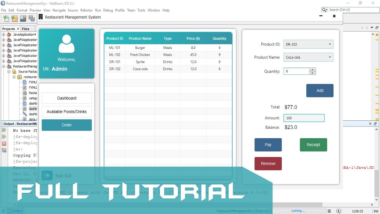 JavaFX Full Tutorial - Restaurant Management System with Source Code