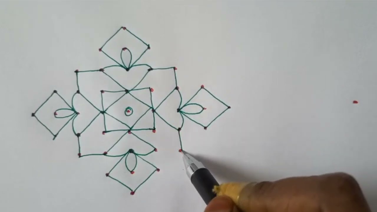Easy simple rangoli kolam || daily easy muggu || 9*1 dots kolam design very easy || 
