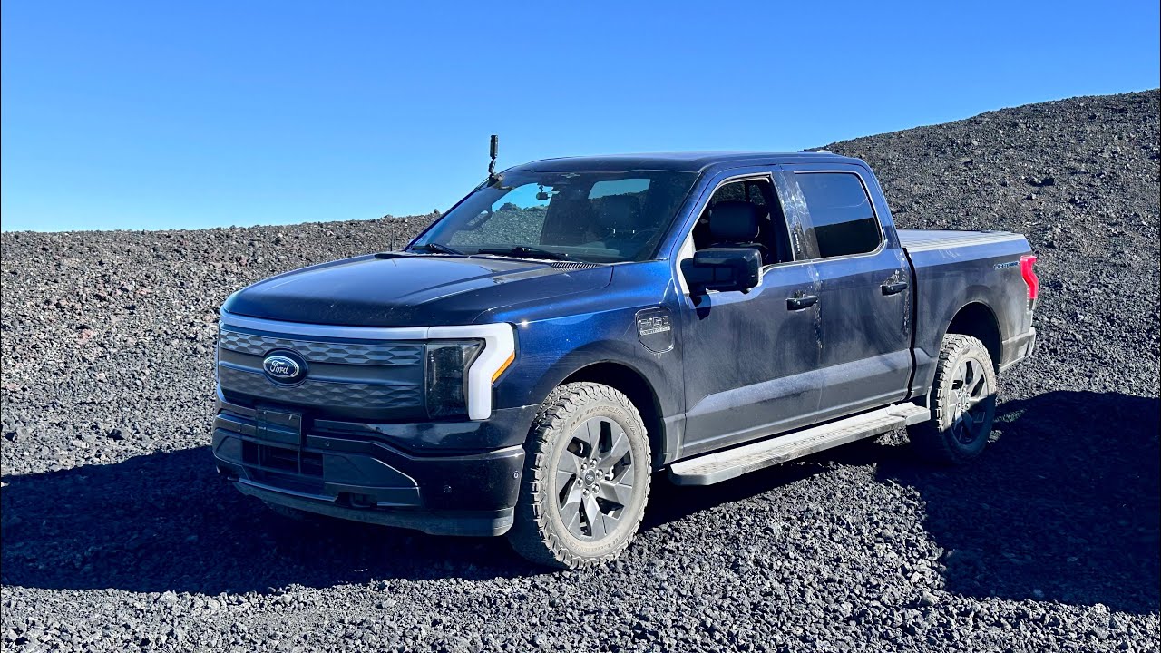 Driving up and into Pisgah Crater with my Ford F150 Lightning