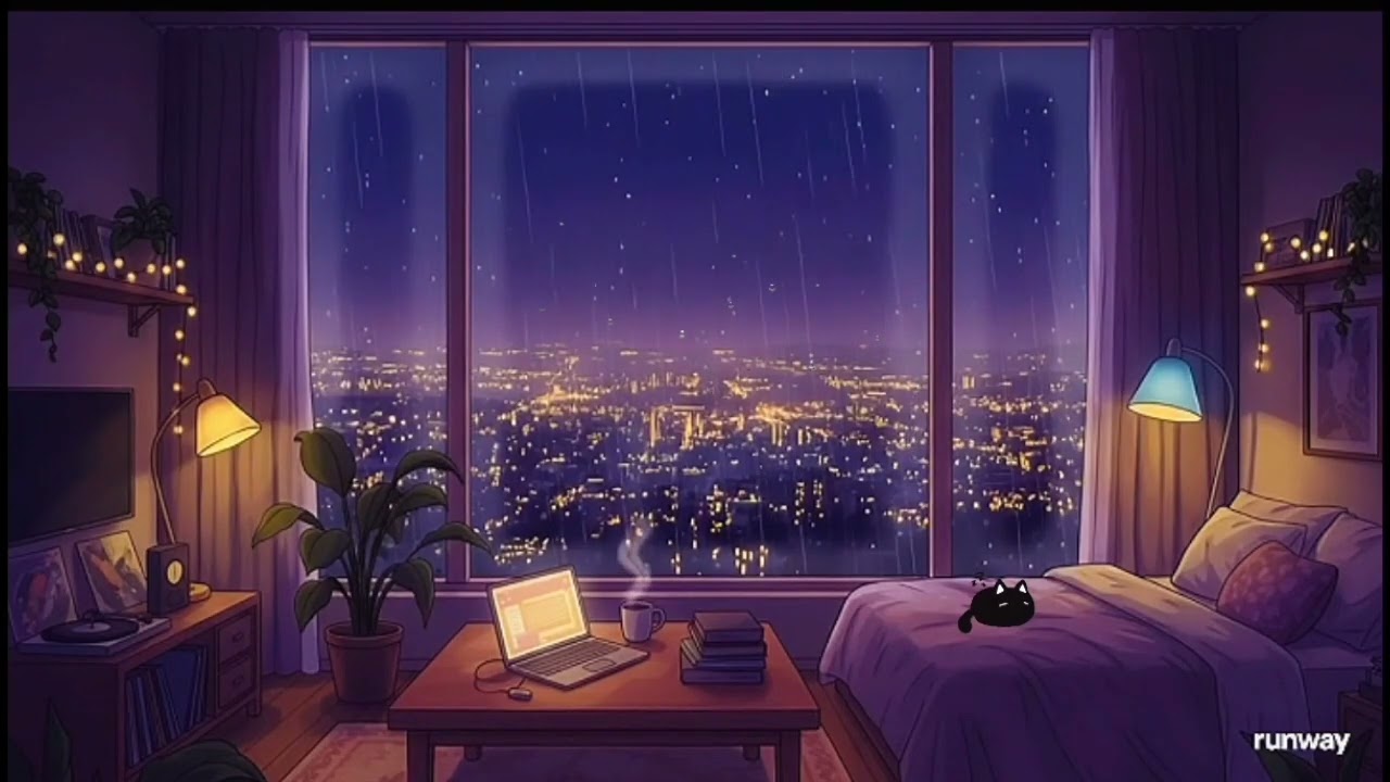 Noite Chuvosa na Cidade 🌙☔ Som Etéreo & Chuva Suave para Estudar e Relaxar (57min)